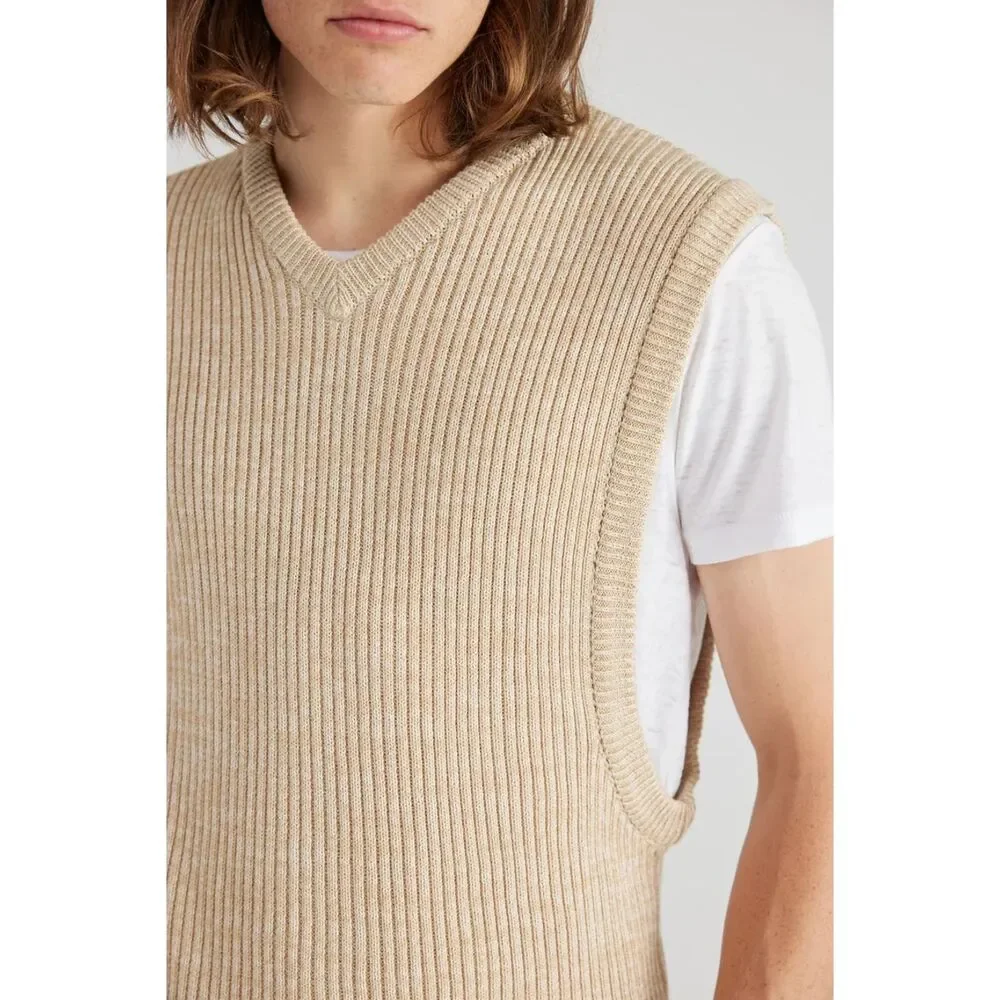NWT Urban Outfitters Beige Sleeveless Knit Sweater Vest Tank Top Size Small NWT